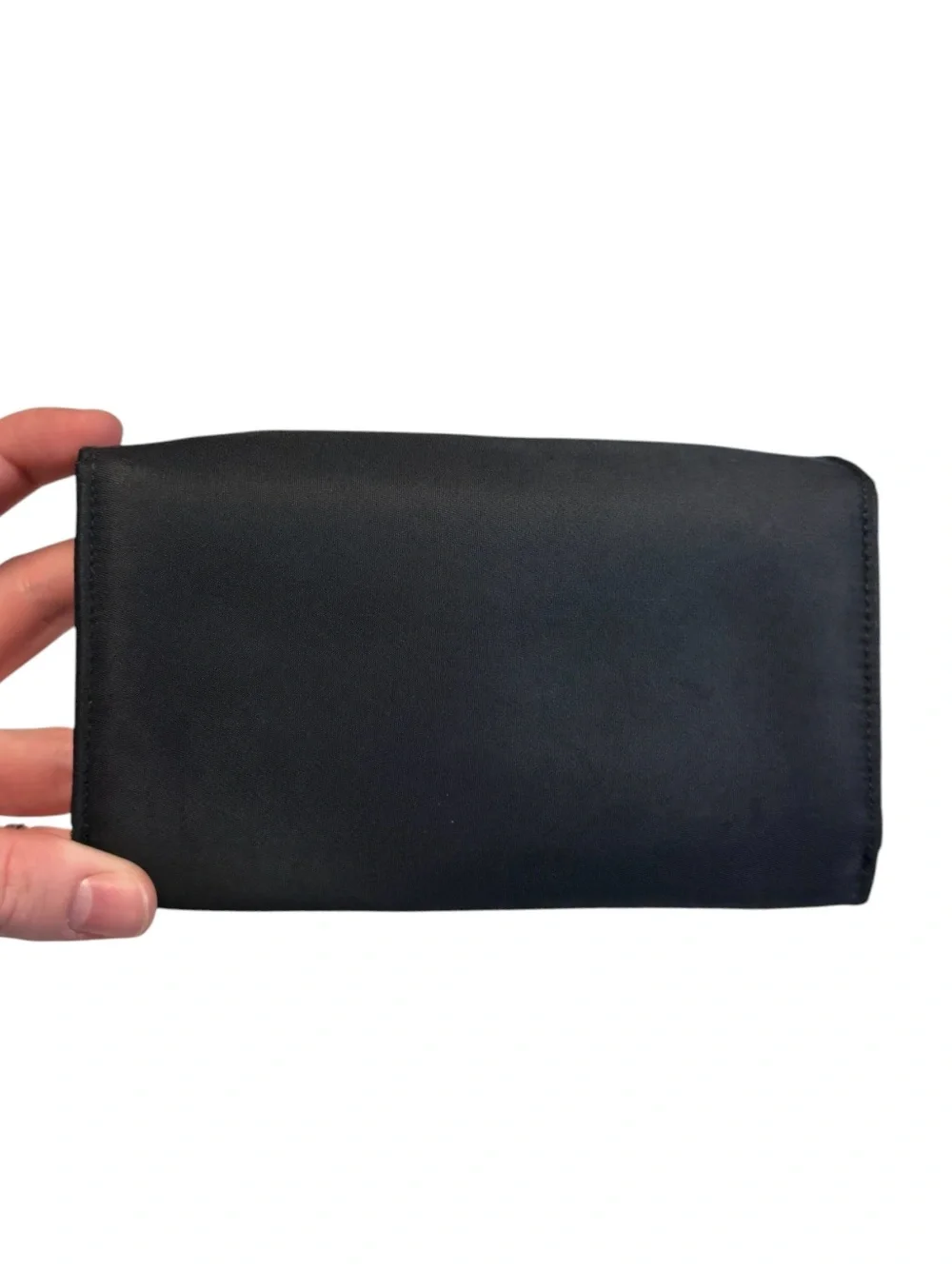 Vintage Sisley Black Nylon Large Flap Bifold Continental Wallet Organizer